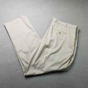 Perry Ellis Premium Pants Mens Size 40X32 Brown Beige Flat Front Tailored Fit